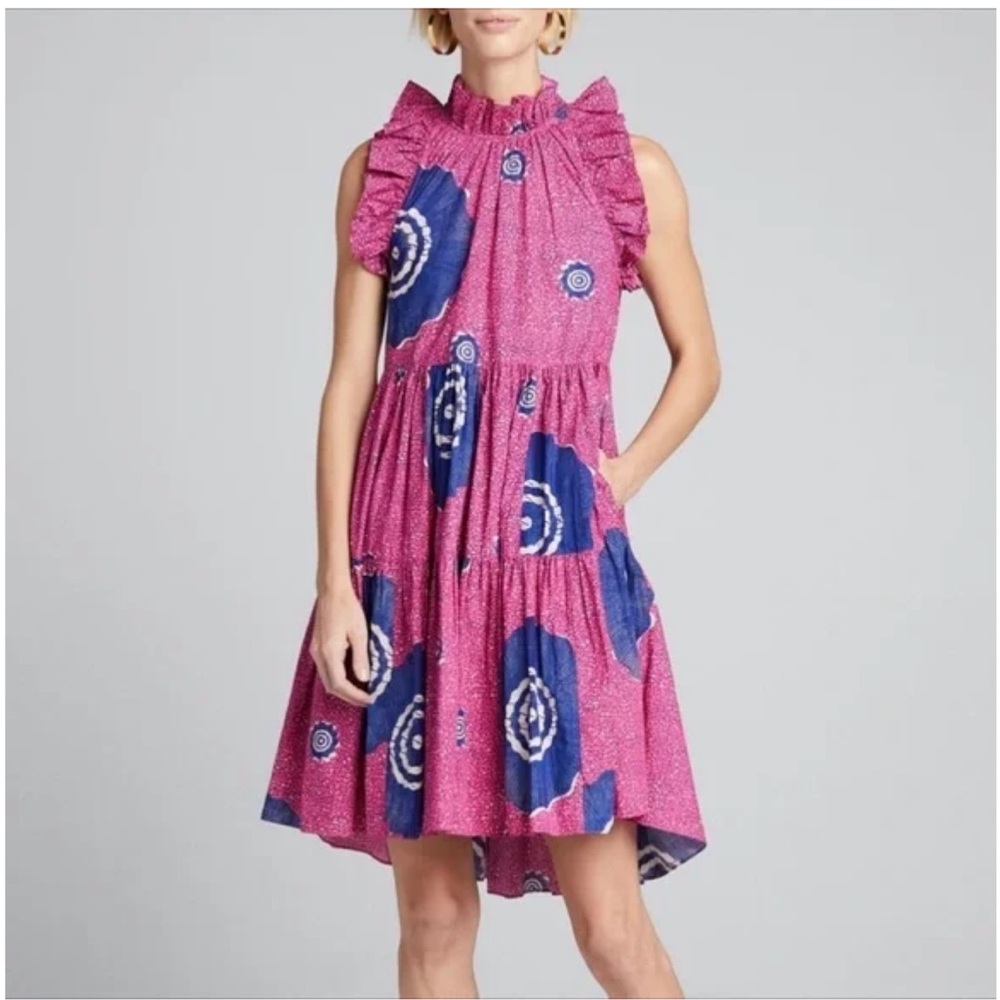 Ulla Johnson Tamsin Mini Fuchsia Tiered Ruffle Dress